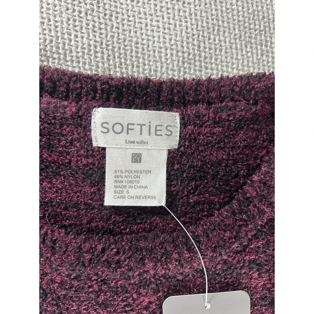 Softies NWT Waffle Marshmallow Crew Neck Sweater PJ Top Size Small Lounge Purple
